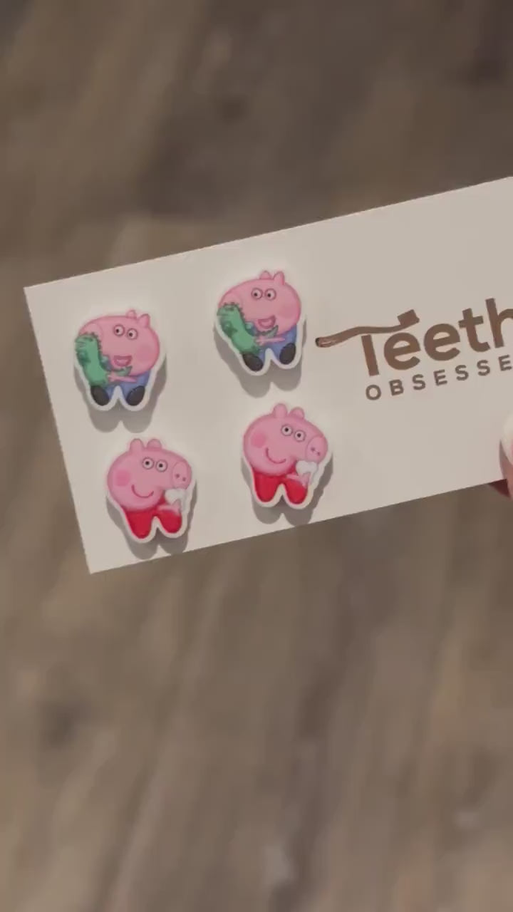 Pig Tooth Stud Earrings: Dental Assistant Gift