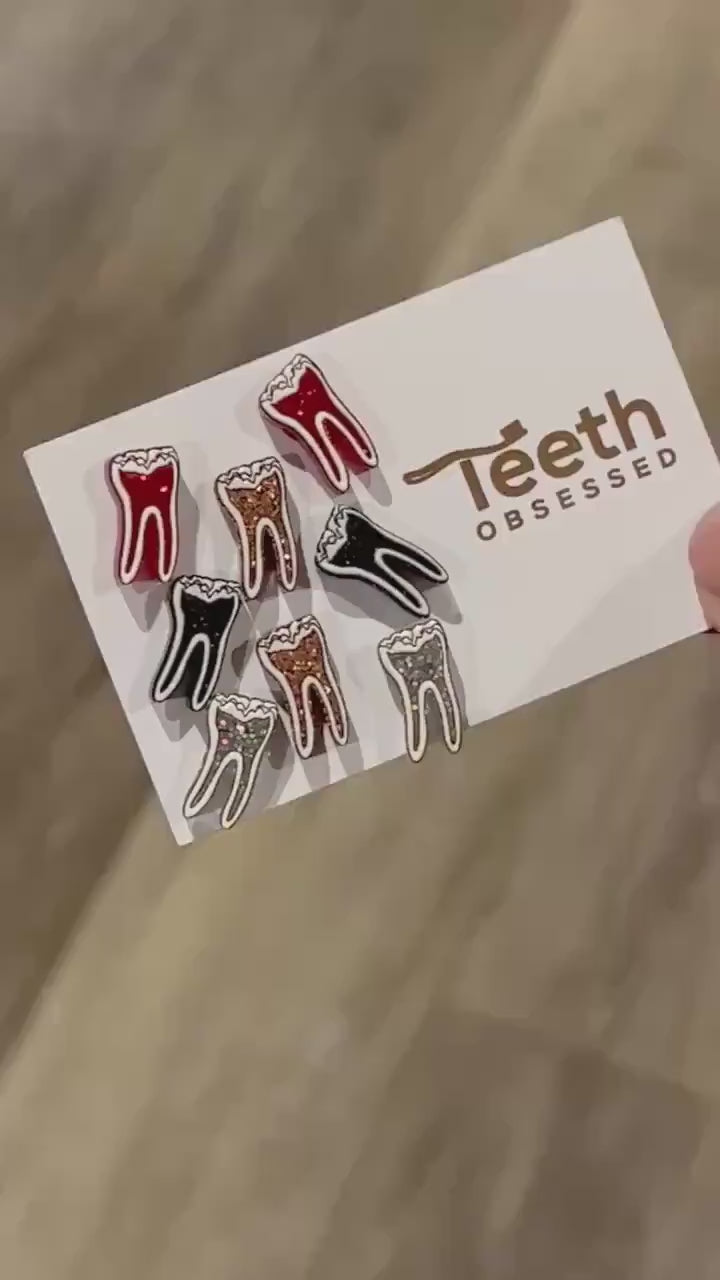 Glitter Tooth Earrings: Dental Assistant Gift