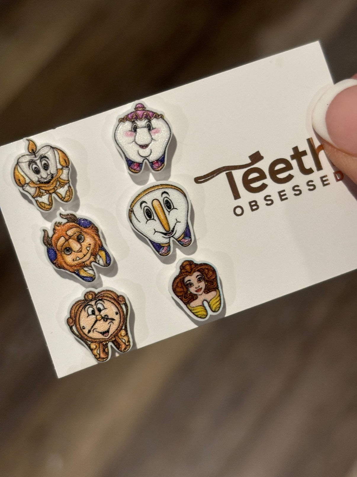 Princess and Friends Dental Earrings by Teeth Obsessed featuring charming character earrings with tooth and princess designs.