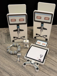 Teeth Obsessed Tero Digital Scanning Accessories pen holder on a cup or tumbler, with notepad and other scanning accessories visible.