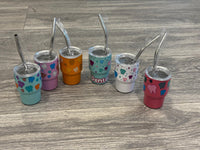 Teeth Obsessed small teal dental drinkware cups, tumblers, and toppers with tooth-themed designs, perfect for dental lovers.