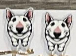 Whiskers and Woofs dog teeth dental earrings by Teeth Obsessed featuring detailed canine tooth designs on silver-tone earrings.