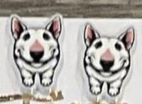 Whiskers and Woofs dog teeth dental earrings by Teeth Obsessed featuring detailed canine tooth designs on silver-tone earrings.