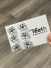 Blue orthodontic tooth earrings by Teeth Obsessed, dental earrings with detailed tooth-shaped design for stylish oral health accessories.