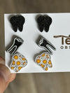 Dental Daisy , RCT and Black Glitter Earrings