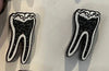 Silver RCT Tooth Earrings by Teeth Obsessed, dental jewelry featuring detailed tooth-shaped design, perfect for unique ear adornments.