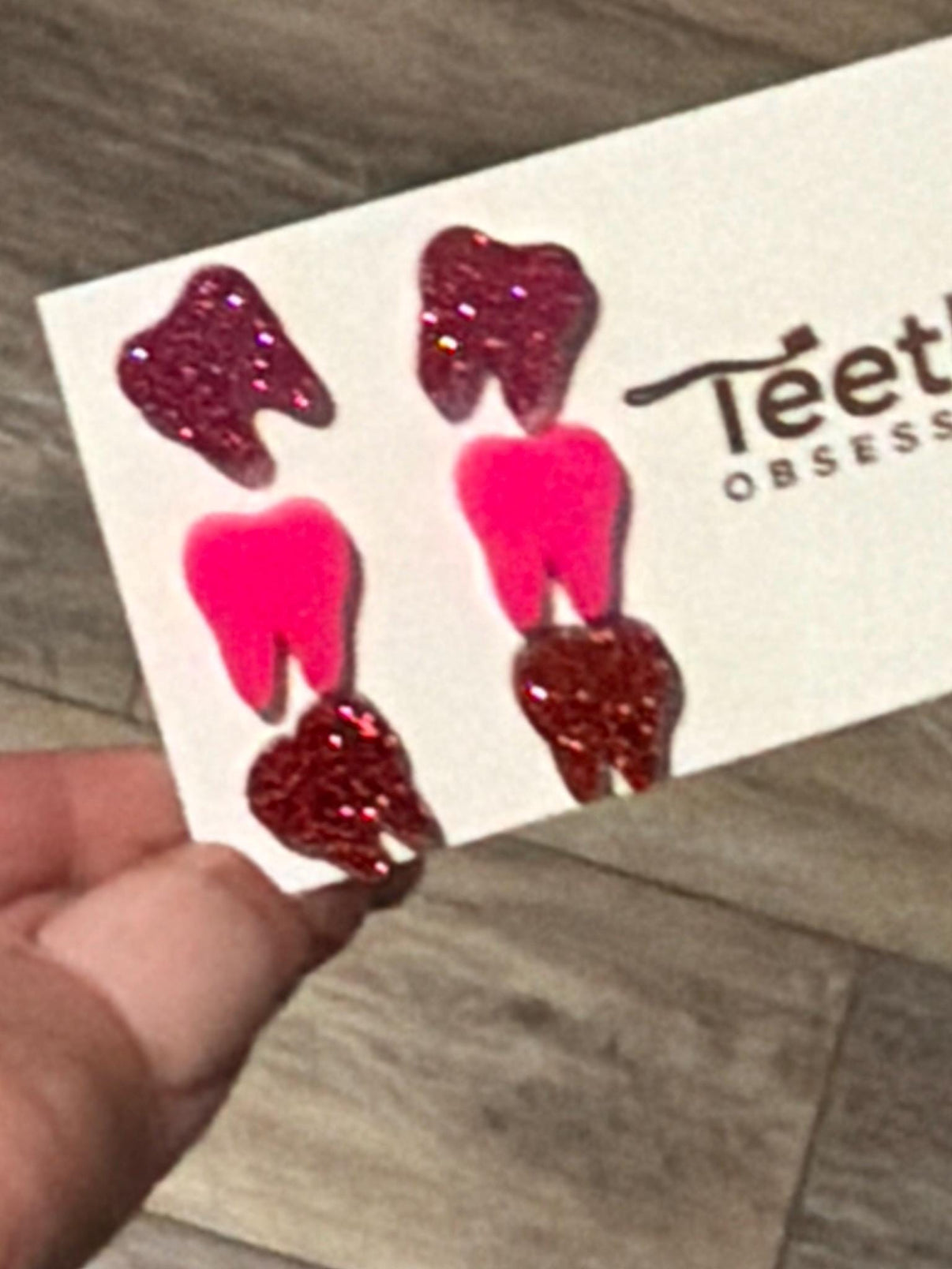 Pink Tooth Earrings, Dental Earrings, Dental Studs, Valentine Tooth, Dental Gift, Dental Hygienist, Dental Assistant