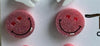 Pink molar, smile, and white tooth dental earrings trio by Teeth Obsessed, featuring playful and detailed dental-themed jewelry.
