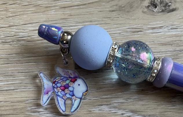 Fish Tooth Pen: Dental Assistant Gift - Rainbow Glitter Charm