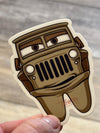 Blue car character dental sticker from Teeth Obsessed, featuring a fun design for dental-themed decorations or rewards.