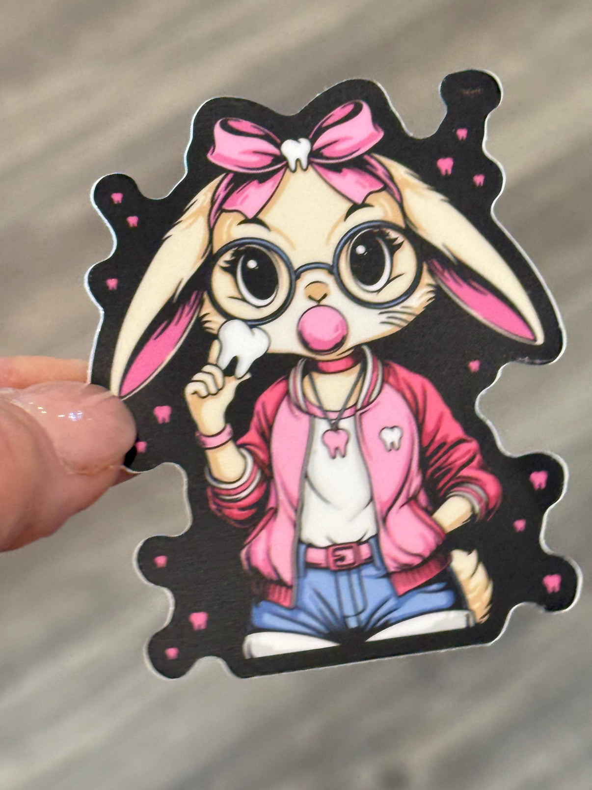 Bunny Tooth Sticker | Bubblegum Bunny Sticker | Cute Dental Sticker | Dental Assistant Gift | Teeth Obsessed