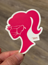 Pink Princess Dental Loupes sticker from Teeth Obsessed featuring a playful design for dental accessories.
