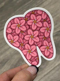 Pink Dental Stickers from Teeth Obsessed featuring fun, colorful dental-themed designs for kids and dental health promotion.