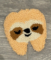 Embroidered linen punch needle tooth car coaster with dental-themed design, perfect for drinkware from Teeth Obsessed.
