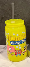40oz stainless steel Dental Sponge Starfish Sea Tumbler with handle and straw, featuring a colorful sea starfish design by Teeth Obsessed.