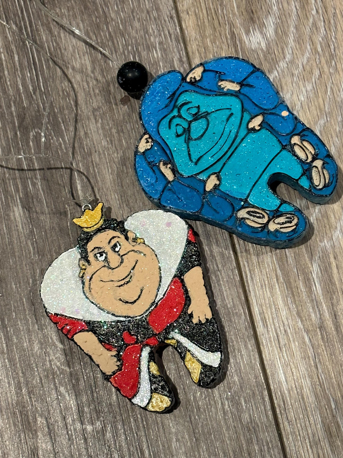 Teeth Obsessed Queen of Hearts and Caterpillar Wonderland Dental Freshener Freshies in peach scent, designed for air vents and tart warmers.