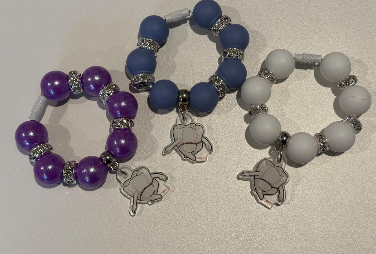 Mrs Flossy Tumbler Charm by Teeth Obsessed featuring a purple Stanley Cup accessory for stylish drinkware decoration.