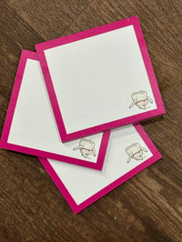 Mrs. Flossy Dental Notepad holder with magnet, featuring a playful teeth design, for organizing dental notes and reminders.