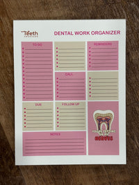 Teeth Obsessed Dental Notepad Set with notes and magnet featuring Mrs Flossy, perfect for dental-themed stationery gifts.