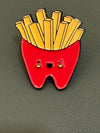 Cute Kawaii Tooth enamel pin from Teeth Obsessed, featuring a playful design perfect for shirts and accessories.