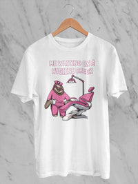 Teeth Obsessed Waiting On A Dental Hygiene Check shirt featuring a fun dental-themed design on a casual t-shirt.